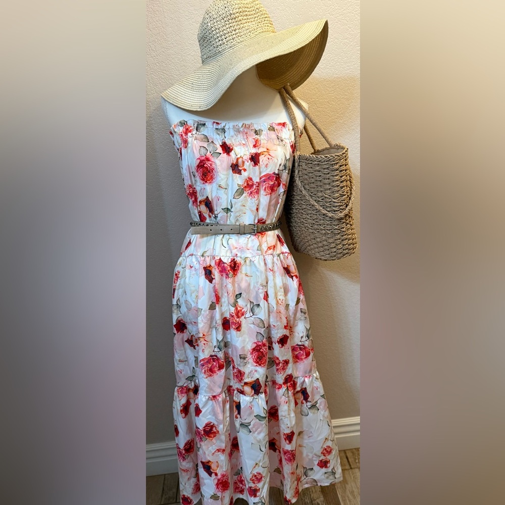 Floral Maxi Skirt / Converted sleeveless Dress